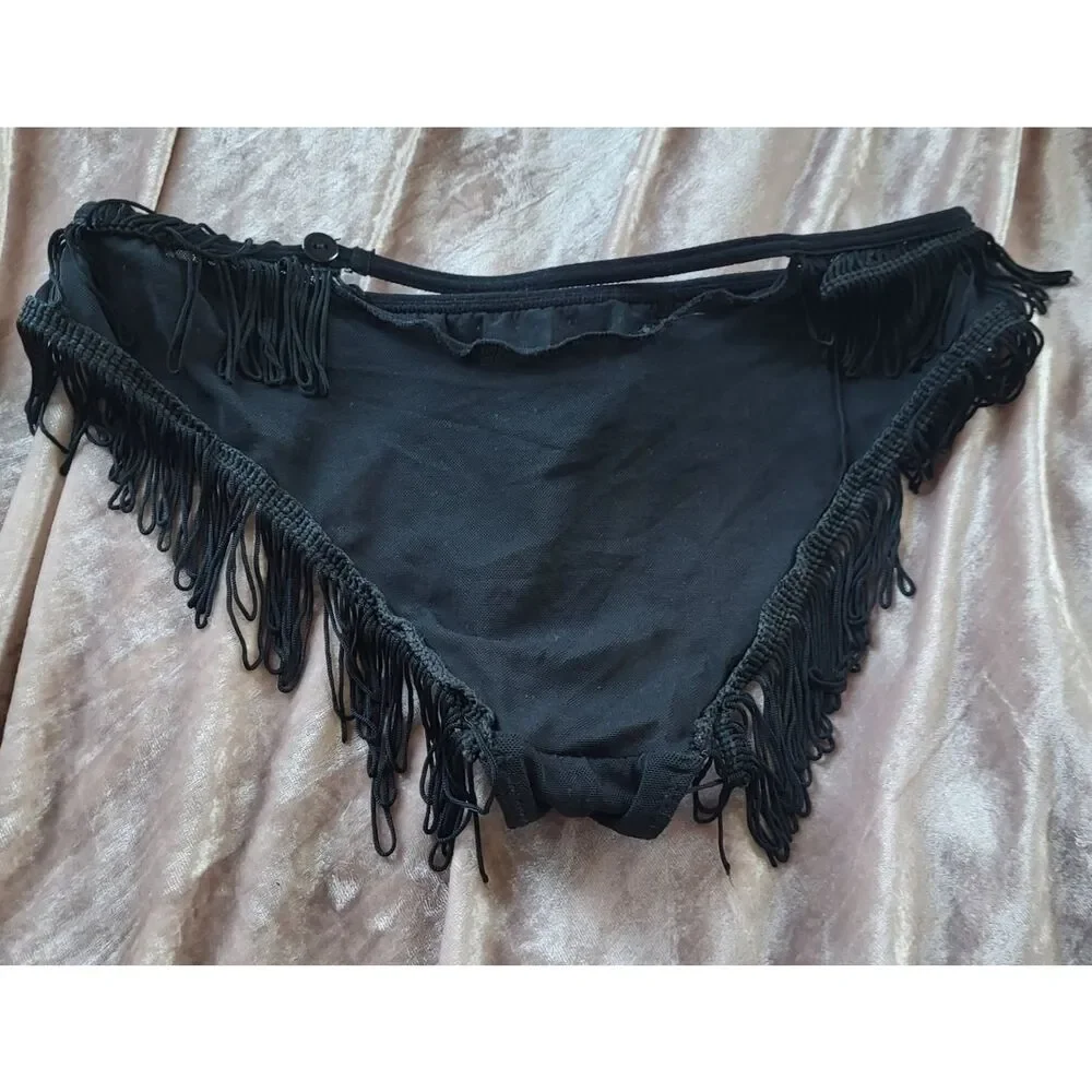 Vintage Show Girl Rene Rofe Lingerie Size S Fringed Hotpants - Picture 3 of 7